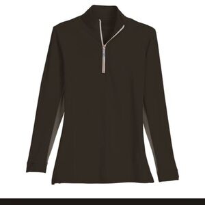 Tailored Sportsman Ladies Icefil Long Sleeve - espresso/rose gold zipp